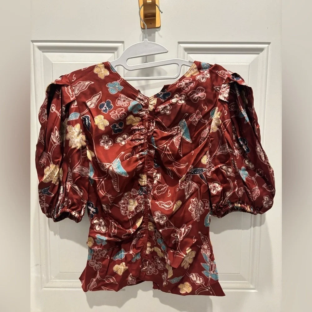 Ulla Johnson Elise ruched-silk blouse